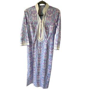 Nicoblue Womens Maxi Dress Size 8 Purple Blue Capri Long Tunic Side Slit Casual